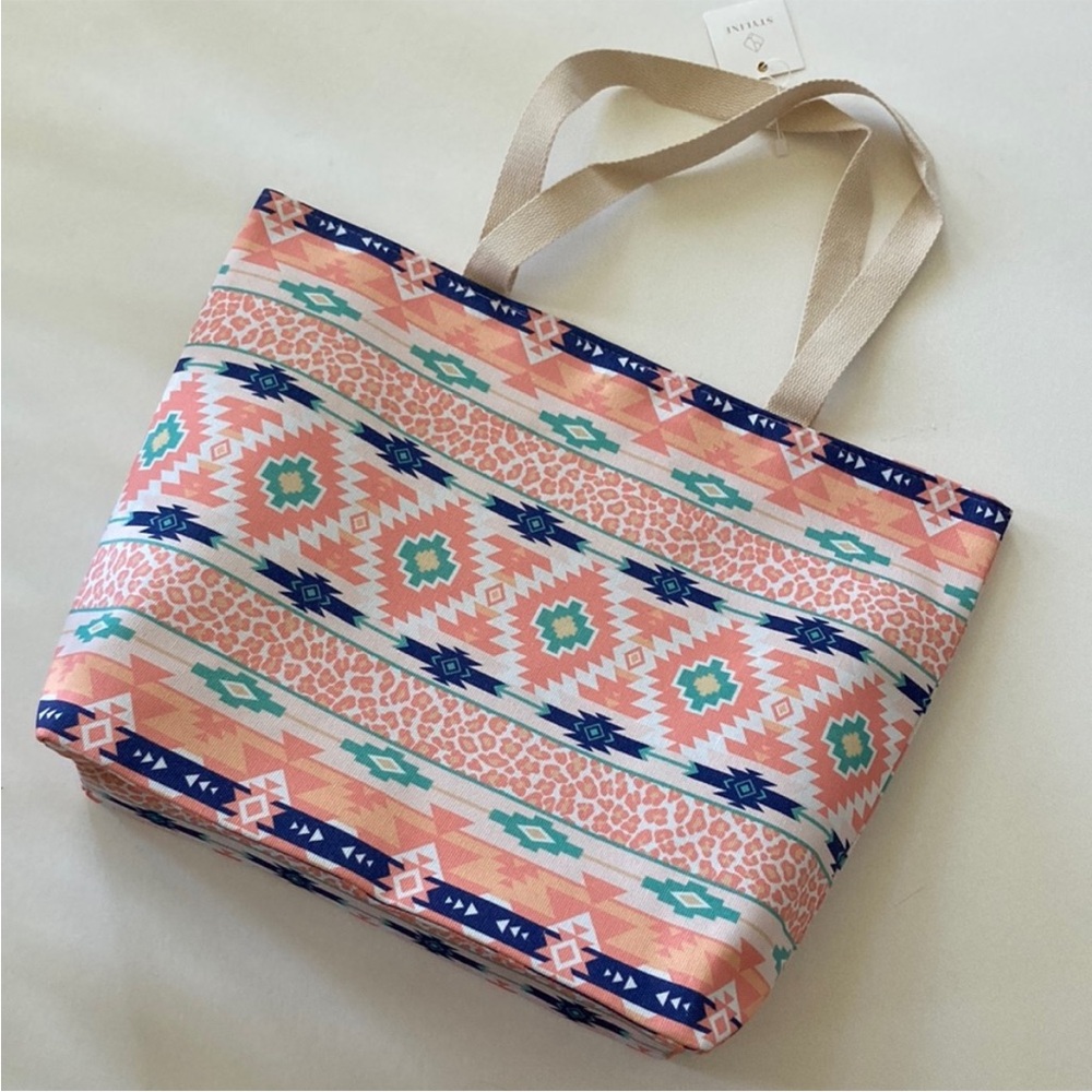 Jumbo Boho Aztec Print Beach Tote